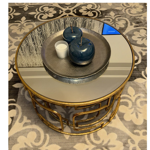 Runder couchtisch gold - couchtisch,