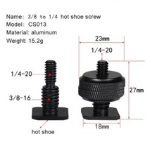 Blitzschuh Adapter 3/8" auf 1/4" Gewindestift Dual Muttern Stativschraube