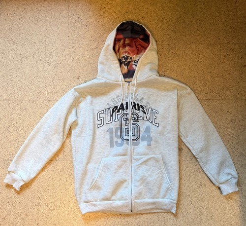 Supreme grey zip hooded - supreme,