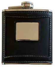 Flachmann edelstahl Leder mit