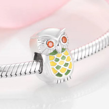 Charm Perle 925 Silber Eule Steinchen - Anhänger passt  für Pandora Armband