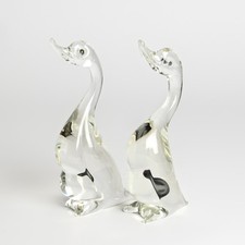 Murano Glas Figuren Paar Cenedese Ente Tierfiguren aus Venedig Made in Italy Vin