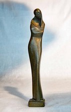 Bronze Figur Madonna mit Kind, René Daemen, Art Deco, Mid Century abstrake Kunst