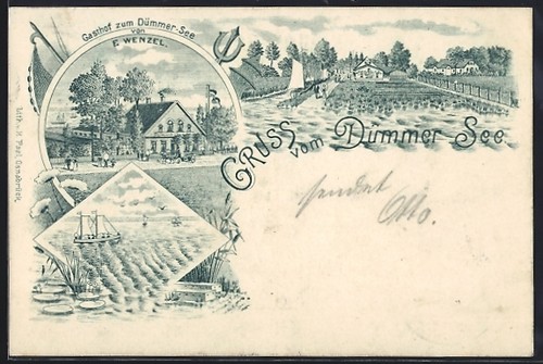 Lithographie hüde damme - lithographie,
