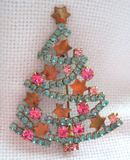Strass Brosche --- Weihnachten- Weihnachtsbaum- W 327- Gablonz/Böhmen