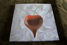 •♠• Bild Kirsche rot Herzkirsche Herz Holzrahmen •♠•