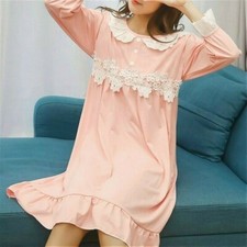 Damen Mädchen Lolita Pyjamas Nachthemd Prinzessin Kleid Baumwolle Nachtwäsche