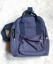 blaue Rucksack-Tasche mit Tragegriff, gepolstert, Canvas, Außentasche, 32x24x10