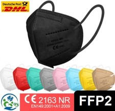 10/20/50/100 - FFP2 Masken / Atem - Mundschutz / CE2163 / blau grau gelb weiß
