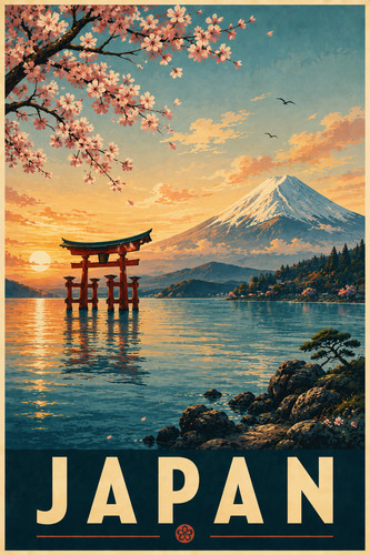 331 japan reise poster torii - japan,