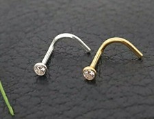 925 Silber Zirkonia Nasenpiercing Spirale Nasenstecker Stecker Piercing Gerade 