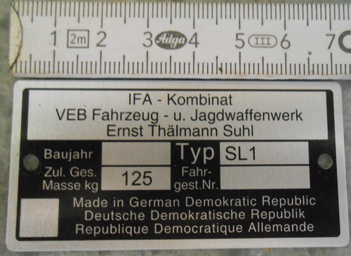 Typenschild simson sl1 mofa - typenschild,
