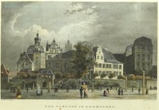 Kolorierter Stahlstich Das Schloss in Darmstadt um 1840 J. Lange E. Höfer 1.Z