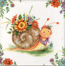 Dekobild Schnecke Blumen