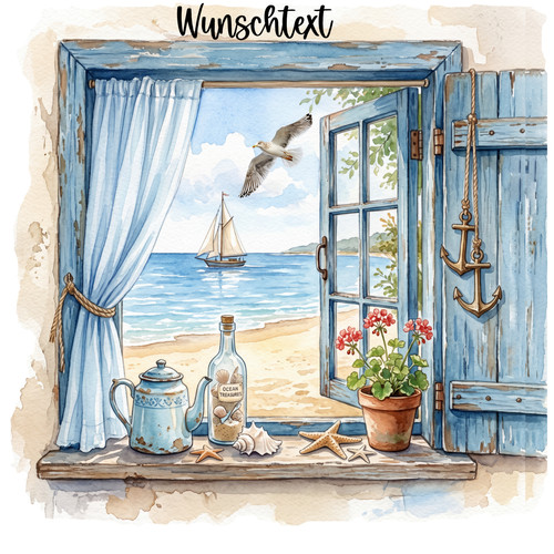 Fensterausblick mit möwe - fensterausblick,