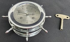 Schatz Ships Bell Chronometer Schiffsuhr Yachtuhr Glasenuhr Silber Steuerrad