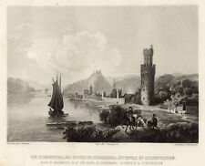 Oberwesel Gesamtansicht Original Aquatinta Hurlimann 1840