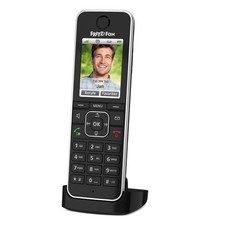 FRITZ!Fon C6 DECT-Telefon, Schwarz Schnurloses Telefon mit Farbdisplay