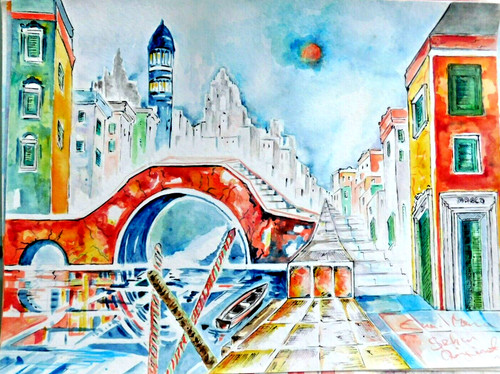 Original aquarell venedig - original,