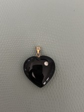 Schwarzer Onyx Herz Anhänger
