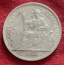 Französisch Indochina, 1 Piastre, 1922 H, Piaster, Silber, vorzüglich, selten
