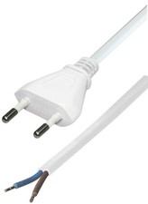 Strom Netz kabel Eurostecker Anschlußkabel 2 polig 2x0,75mm² b2,5A 250V verzinnt
