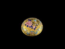 Vintage Cloissoné  Emaille Blumendekor - Goldene Deckeldose - 6 cm
