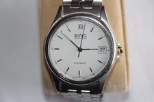 BWC Swiss Automatic vintage Armbanduhr mit Datumsanzeige Silber Zentralsekunde