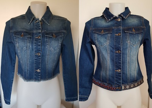 Jeansjacke stickerei muster - jeansjacke,