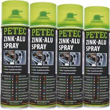 4x 500 mL PETEC ZINK-ALU SPRAY ROSTSCHUTZ GRUNDIERUNG ROST VERZINKEN SILBER