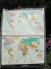 Schulwandkarte Welt im 19. Jahrhundert vintage
