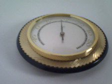 Edles  1950er Messing Thermometer, Rand schwarz, Durchm. 9 cm, analog