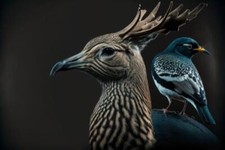 Wandbild: Vogel mit Geweih und