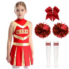 Kinder Mädchen Uniform Cosplay Cheerleading Tanzen Plisseekleid Buchstabendruck
