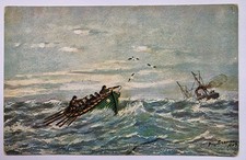 Seenotrettung Strandung Künstlerkarte Künstler Hugo Lissmann 1909 Ostsee