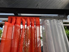 Gardinen Schlaufenschal incl. Stange Vorhang 4-fach 2-läufig weiss orange
