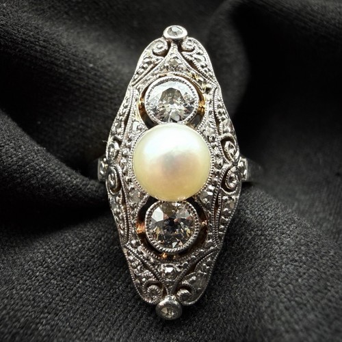 Art deco schiffchen ring 14k - deco,