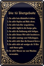 Schild Blech 20x30cm - Made in Germany - 10 Biergebote Bier Metall Deko Blechsch