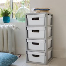 Regal mit 4 Schubladen 30 x 36 x 69 cm  grau-weiss  CURVER