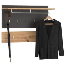 Wandgarderobe Garderobenpaneel Flurgarderobe Artisan Eiche Kosmos Grau