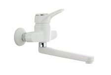 Wand Einhebelmischer Spülenarmatur Schwenkauslauf Mischbatterie weiß