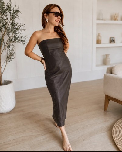 Stradivarius faux leder kleid - stradivarius,