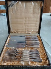 Altes Wellner Besteck versilbert 90-30 Perlenrand 12-teilig 