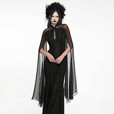 PUNK RAVE Gothic Kleid Lang Fairy Dress Feenkleid Tüll-Ärmel Schwarz Edel