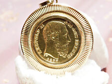 Münzanhänger 585  eingefaßte Goldmünze  20 FR Belgien Leopold II 1877   900 Gold