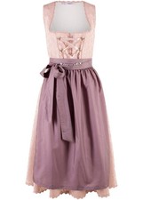 2-tlg Dirndl mit Schürze in Midilänge Gr. 42 Vintagerosa Midi Trachten-Kleid Neu