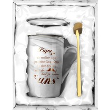 Vater Geschenk Tasse Papa mit Löffel Geschenkbox Keramik Weihnachtsgeschenke