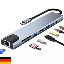 USB-C Hub 8-IN-1 Adapter 4K HDMI USB 3.0 LAN RJ45 Ethernet Micro SD Card Reader