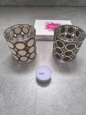 PartyLite Teelicht-/Votivkerzenhalter „Circles“ + 12 „Geranie-Zitronella“ 