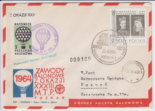 Ballonpost polen 1964 - ballonpost,